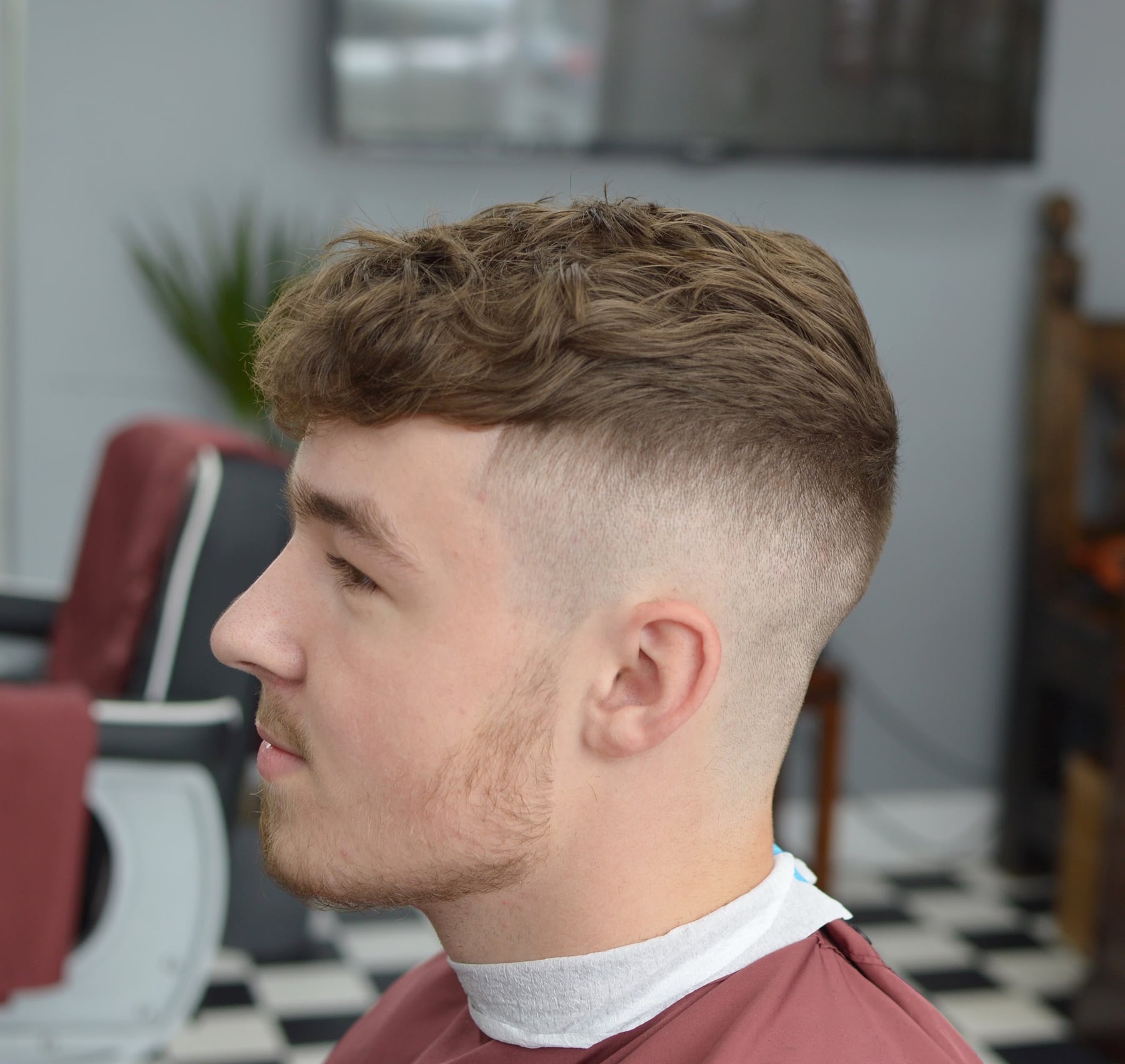 Textured top with close faded sides